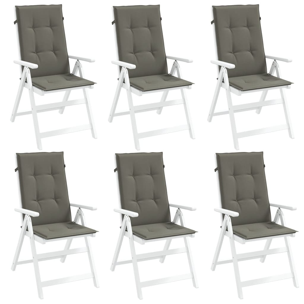 E-shop vidaXL Vankúše na stoličky 6 ks tmavosivá melanž 120x50x4 cm látka
