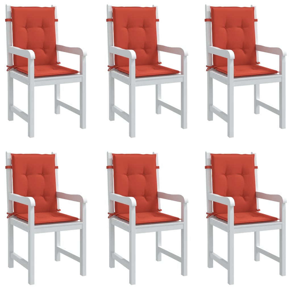 E-shop vidaXL Vankúše na stoličky 6 ks červená melanž 100x50x4 cm látka