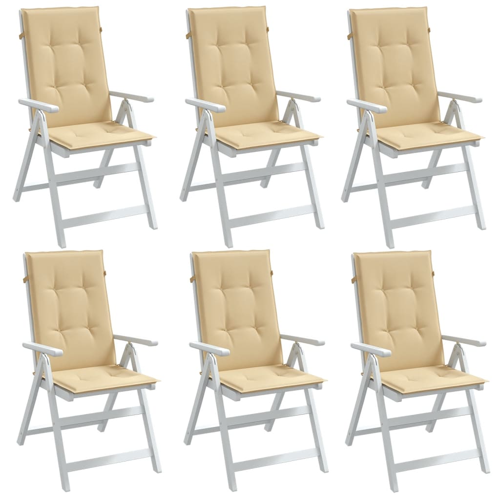 E-shop vidaXL Vankúše na stoličky 6 ks béžová melanž 120x50x4 cm látka