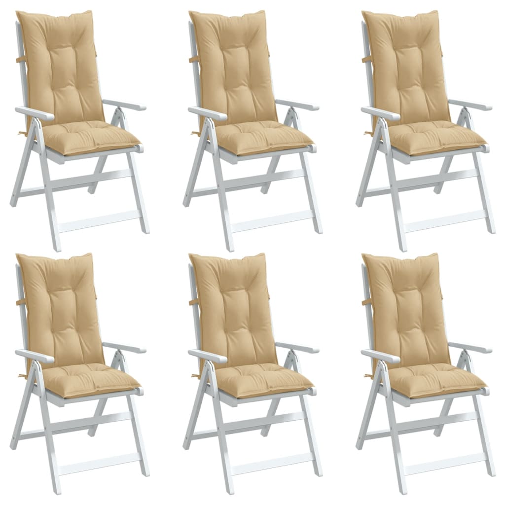 E-shop vidaXL Vankúše na stoličky 6 ks béžová melanž 120x50x7 cm látka