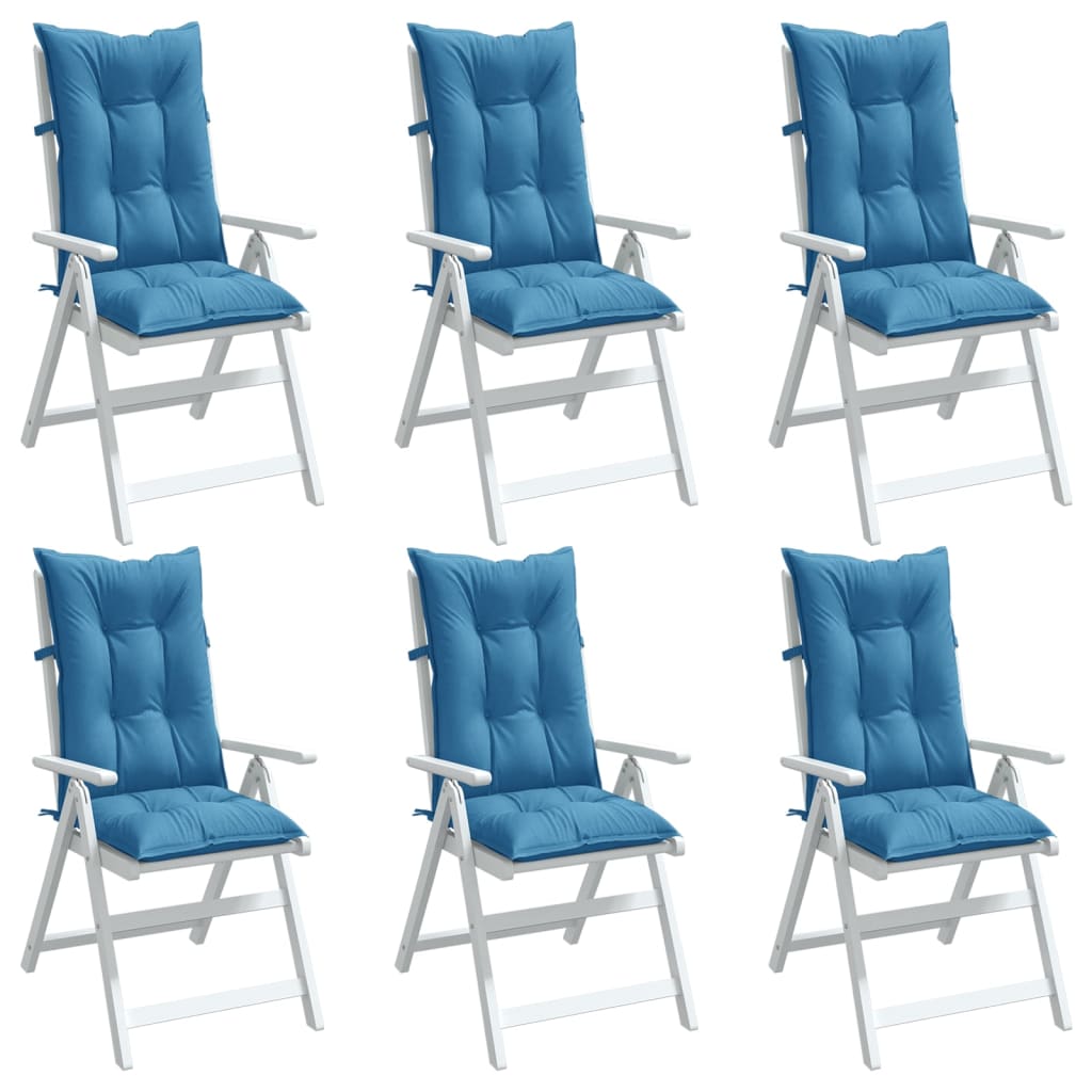 E-shop vidaXL Vankúše na stoličky 6 ks modrá melanž 120x50x7 cm látka