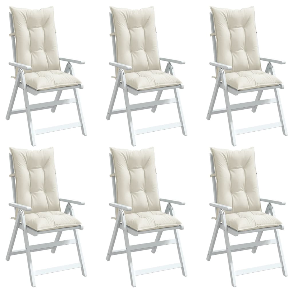 E-shop vidaXL Vankúše na stoličky 6 ks krémová melanž 120x50x7 cm látka