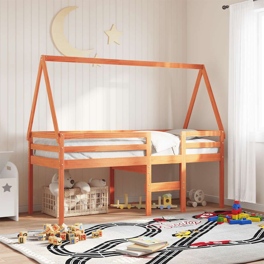 E-shop vidaXL Strecha na detskú posteľ voskovohnedá 199x95,5x88 cm borovica