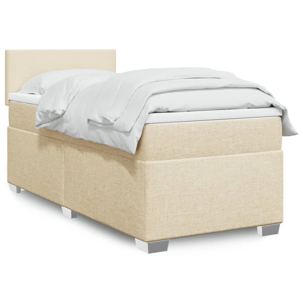 E-shop vidaXL Posteľný rám boxspring s matracom krémový 90x190 cm látka