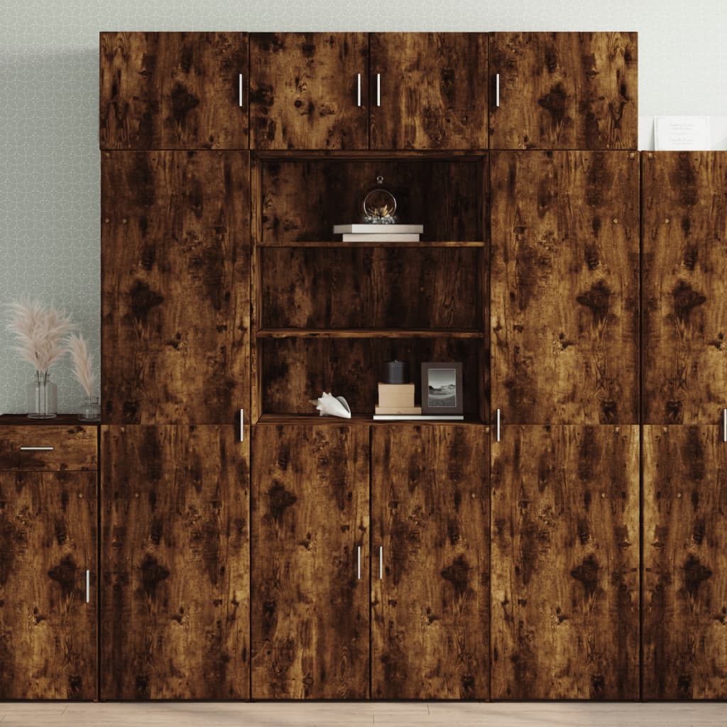 E-shop vidaXL Vysoká skrinka dymový dub 80x42,5x185 cm kompozitné drevo