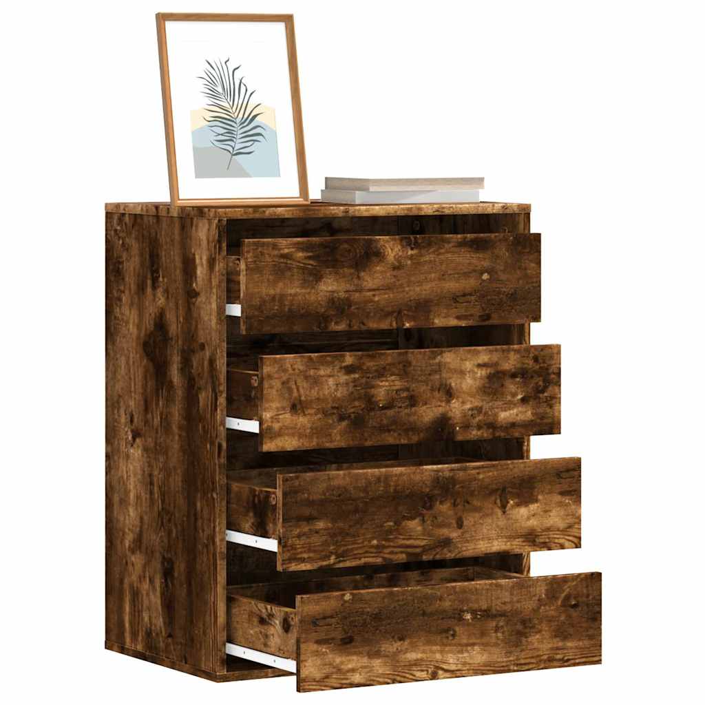 E-shop vidaXL Rohová komoda so zásuvkami dymový dub 60x41x76 cm kompoz. drevo