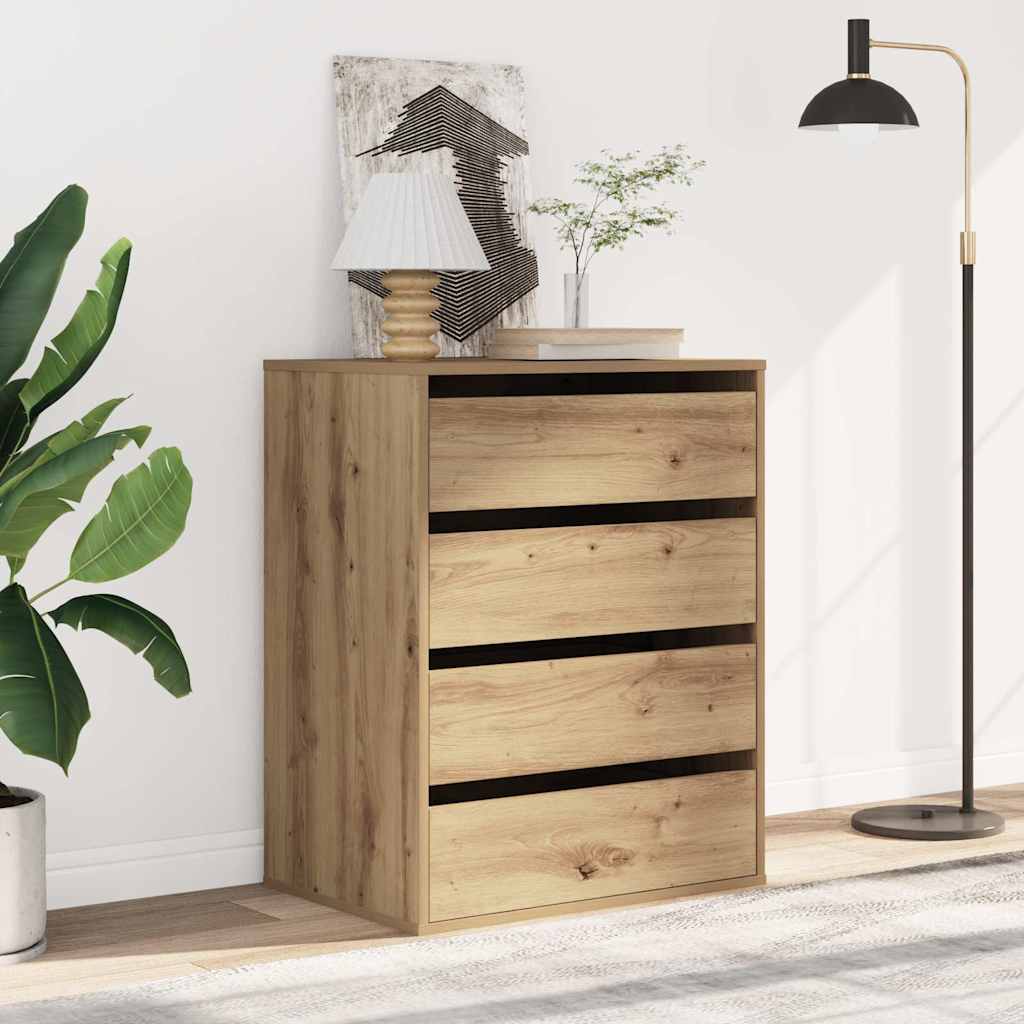 E-shop vidaXL Rohová komoda so zásuvkami dub artisan 60x41x76cm kompoz. drevo