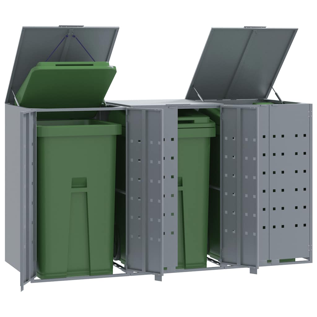 E-shop vidaXL Úložisko na 3 košov na kolieskach sivé 207x79x117 cm oceľ