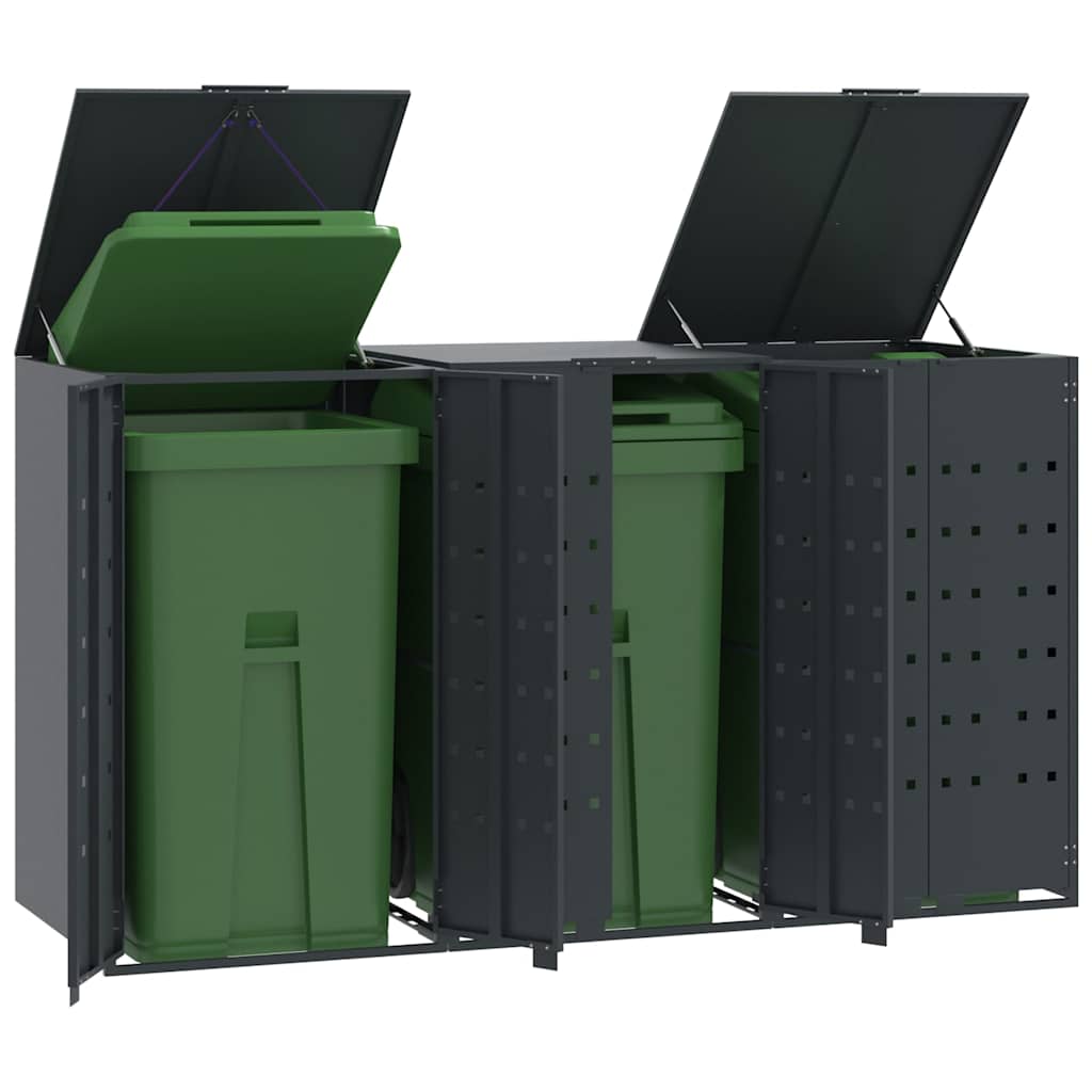 E-shop vidaXL Úložisko na 3 koše na kolieskach antracitové 207x79x117 cm oceľ