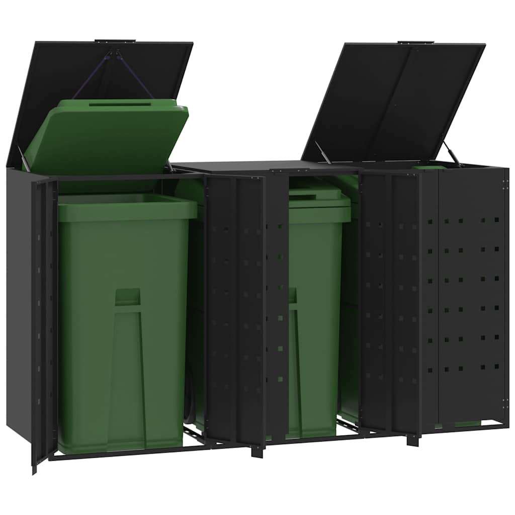 E-shop vidaXL Úložisko na 3 koše na kolieskach čierne 207x79x117 cm oceľ