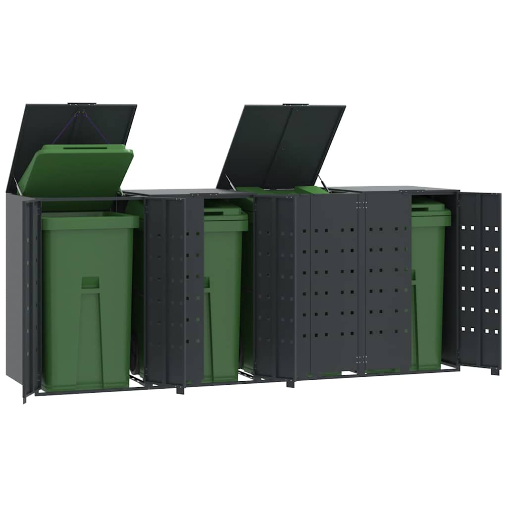 E-shop vidaXL Úložisko na 4 koše na kolieskach antracitové 276x79x117 cm oceľ