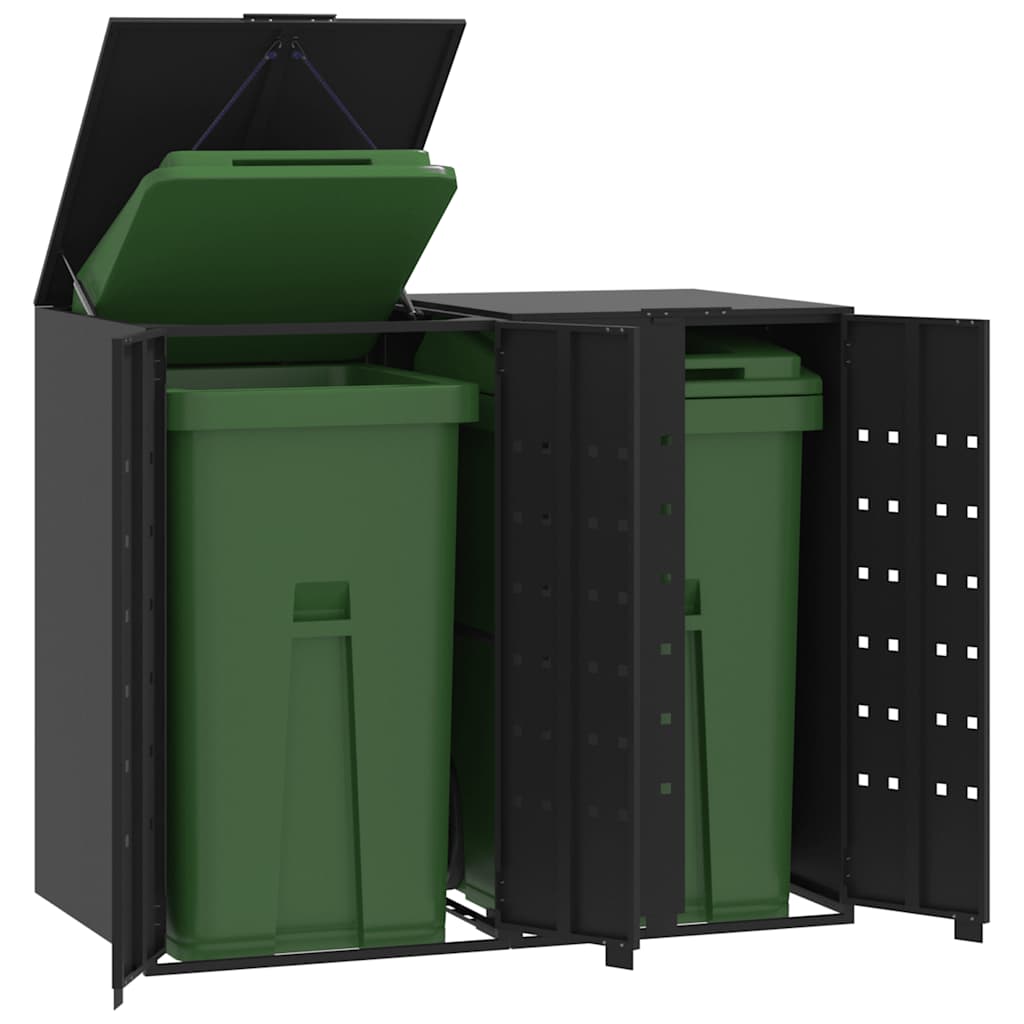 E-shop vidaXL Úložisko na 2 koše na kolieskach čierne 138x79x117 cm oceľ