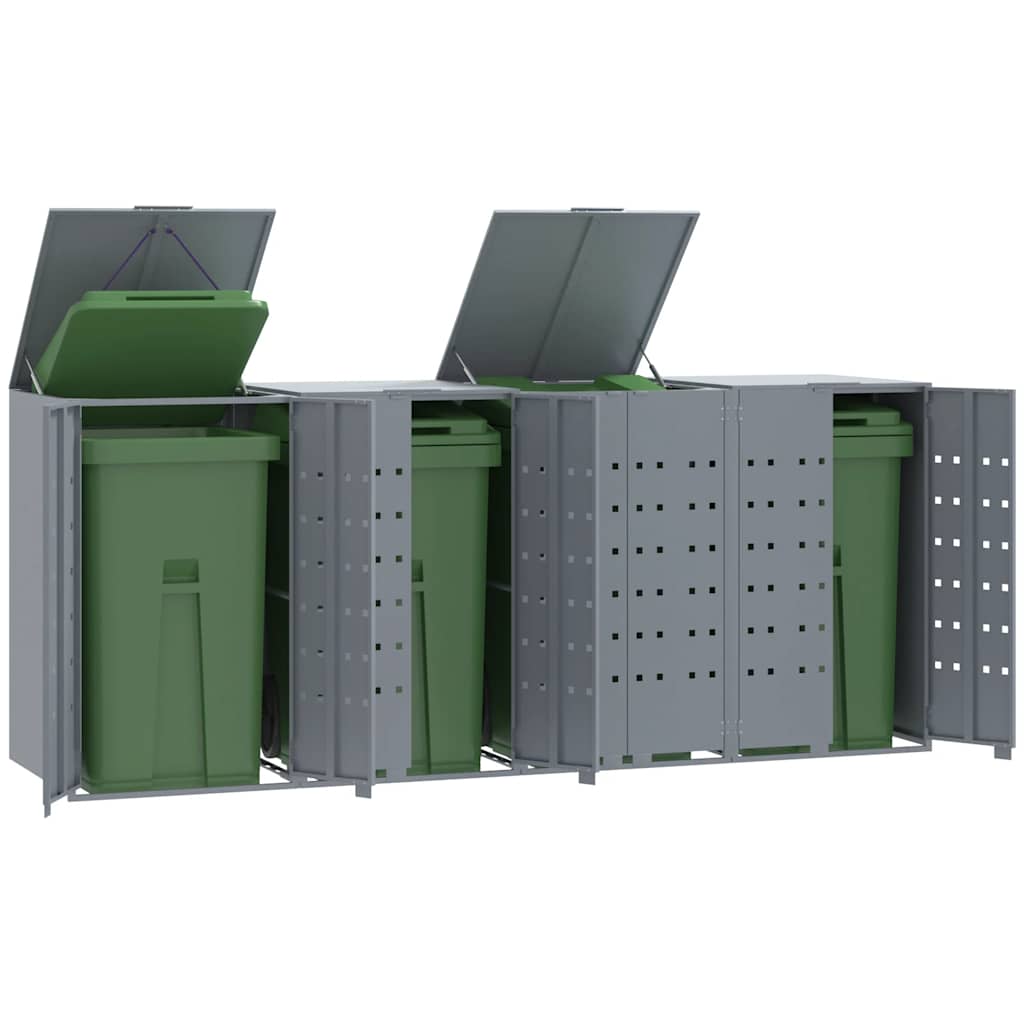 E-shop vidaXL Úložisko na 4 košov na kolieskach sivé 276x79x117 cm oceľ