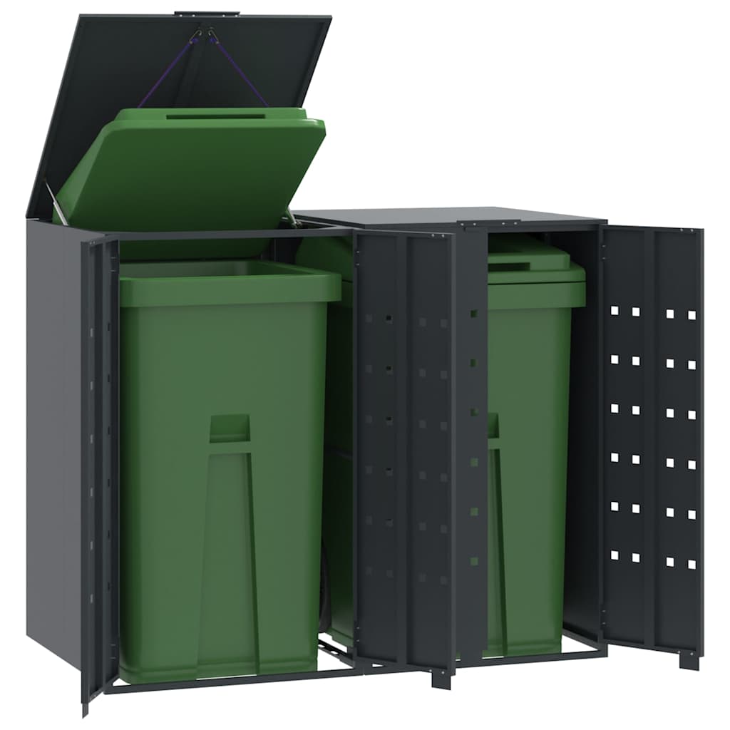 E-shop vidaXL Úložisko na 2 koše na kolieskach antracitové 138x79x117 cm oceľ