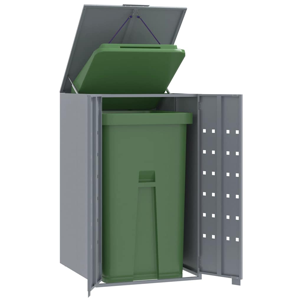 E-shop vidaXL Úložisko na 1 kôš na kolieskach sivé 69x79x117 cm oceľ