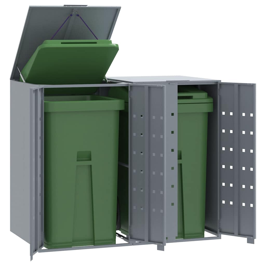 E-shop vidaXL Úložisko na 2 košov na kolieskach sivé 138x79x117 cm oceľ