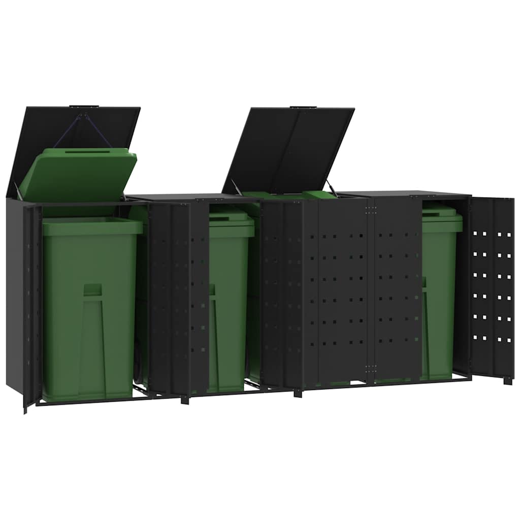 E-shop vidaXL Úložisko na 4 koše na kolieskach čierne 276x79x117 cm oceľ