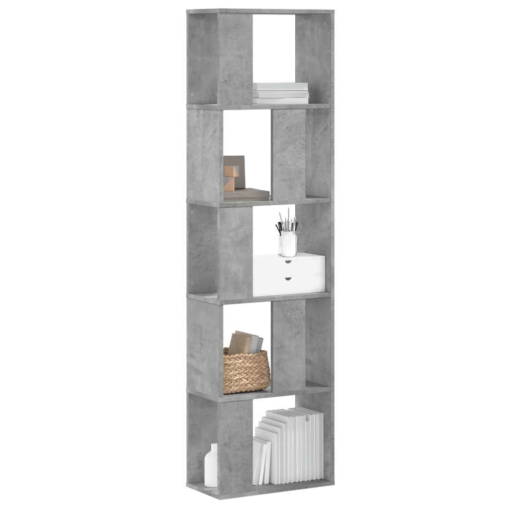 E-shop vidaXL Knižnica 5 políc betónovosivá 45x23,5x162,5 cm kompozit. drevo