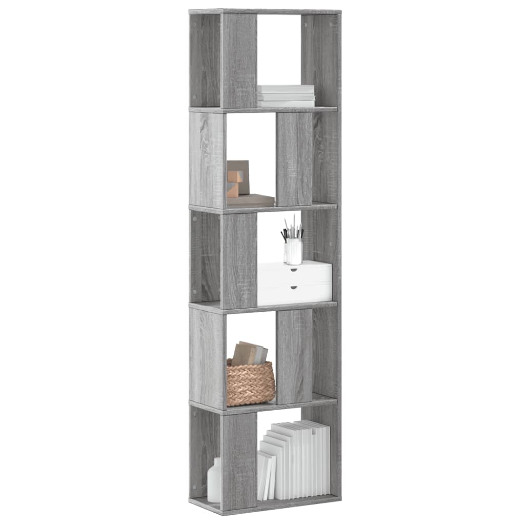 E-shop vidaXL Knižnica 5-poschod. sivá sonoma 45x23,5x162,5cm kompozit. drevo