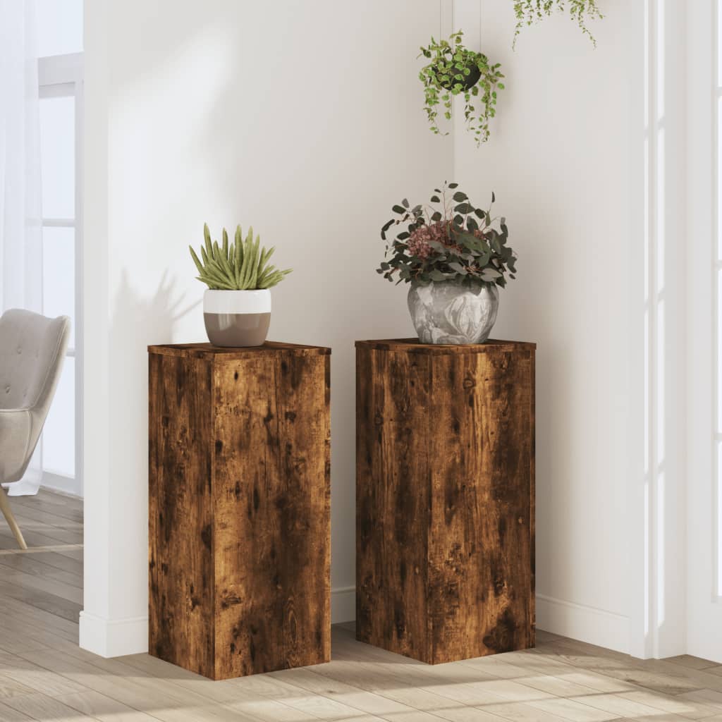 E-shop vidaXL Stojany na rastliny 2 ks dymový dub 30x30x70cm kompozitné drevo
