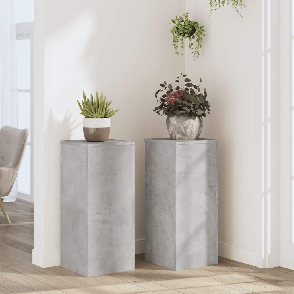 E-shop vidaXL Stojany na rastliny 2 ks betónovosivé 30x30x70 cm kompoz. drevo