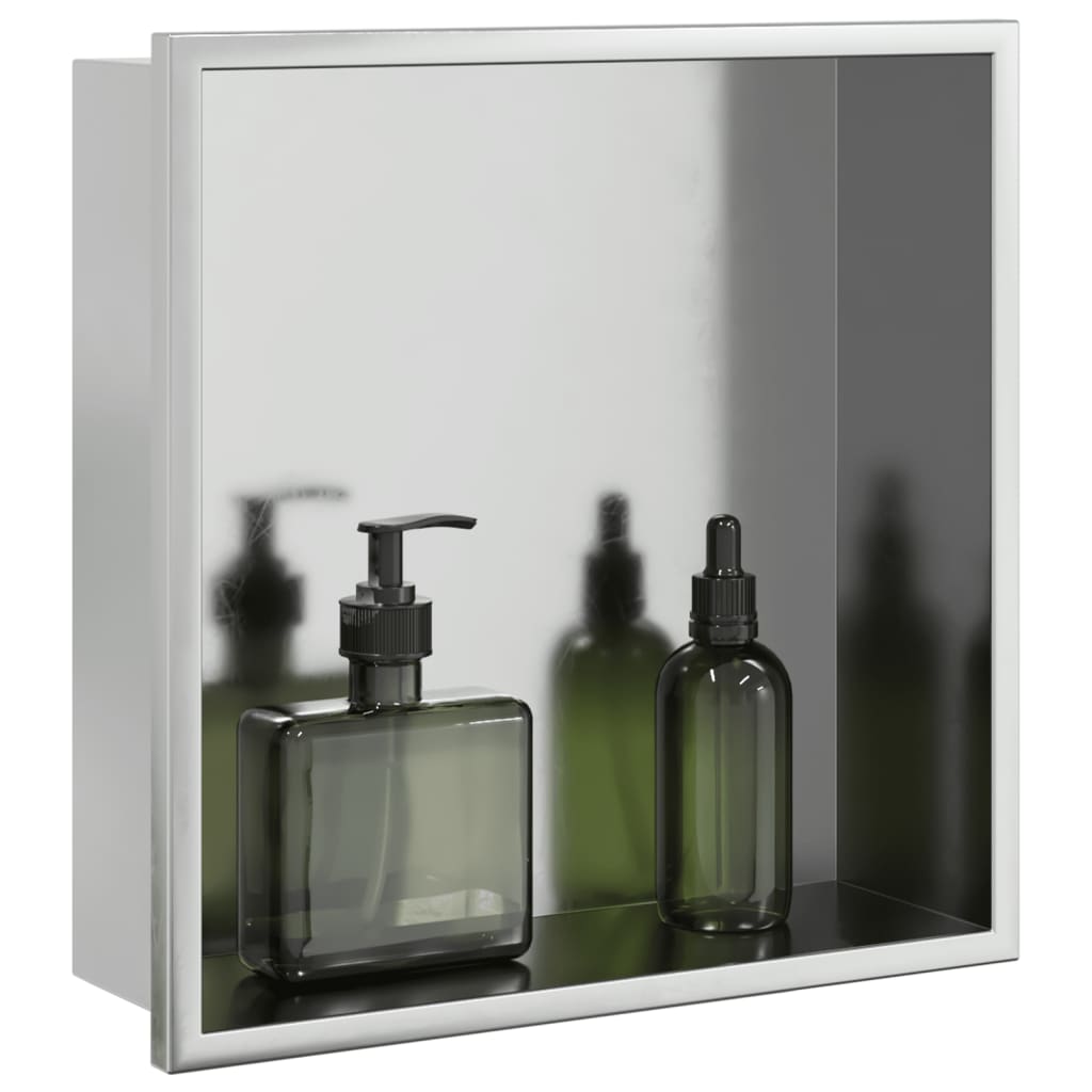 E-shop vidaXL Výklenok do sprchy brúsený strieborná 32x32x9 cm nerezová oceľ