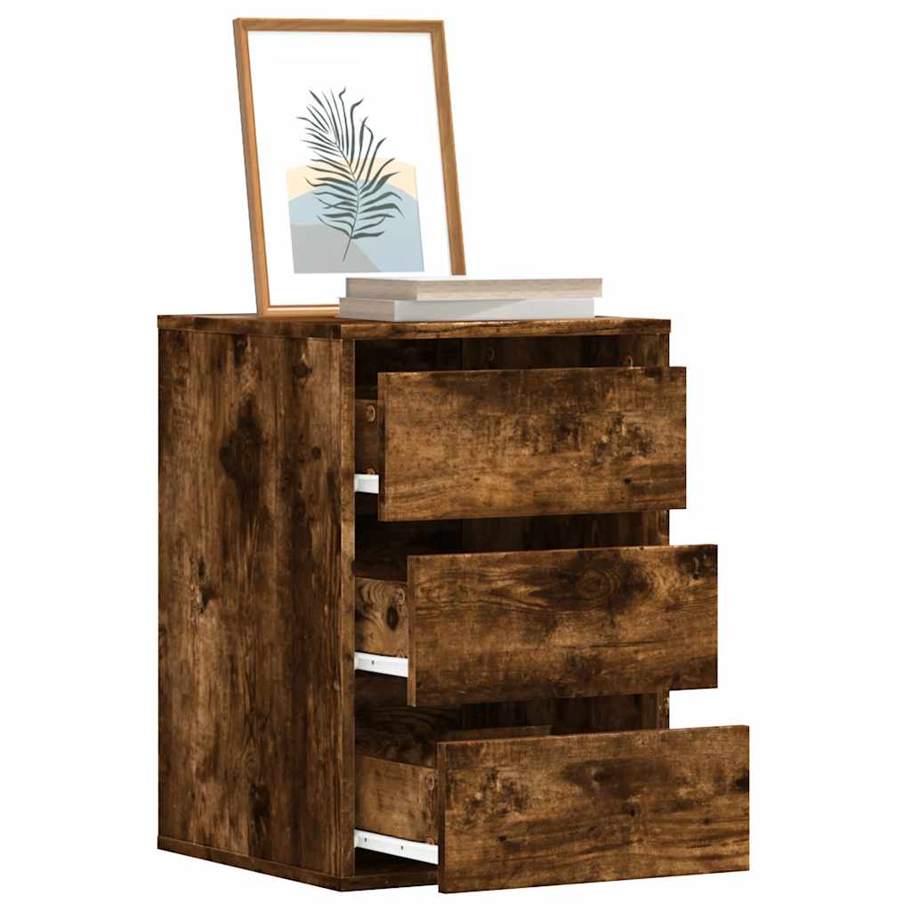 E-shop vidaXL Rohová komoda so zásuvkami dymový dub 40x41x58 cm kompoz. drevo