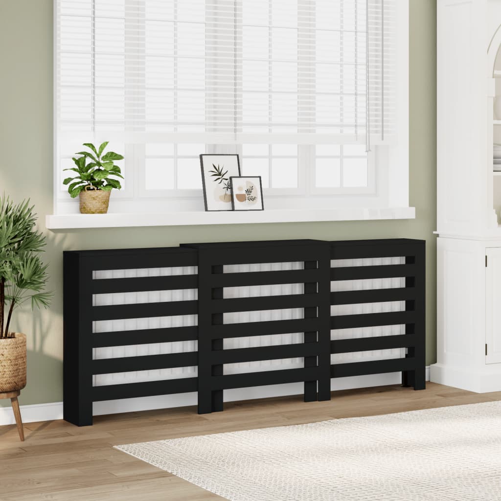 E-shop vidaXL Kryt na radiátor čierny 205x21,5x83,5 cm kompozitné drevo