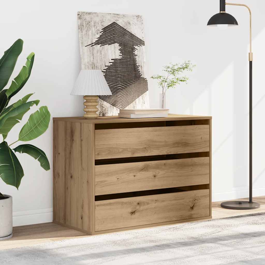 E-shop vidaXL Rohová komoda so zásuvkami dub artisan 80x41x58cm kompoz. drevo