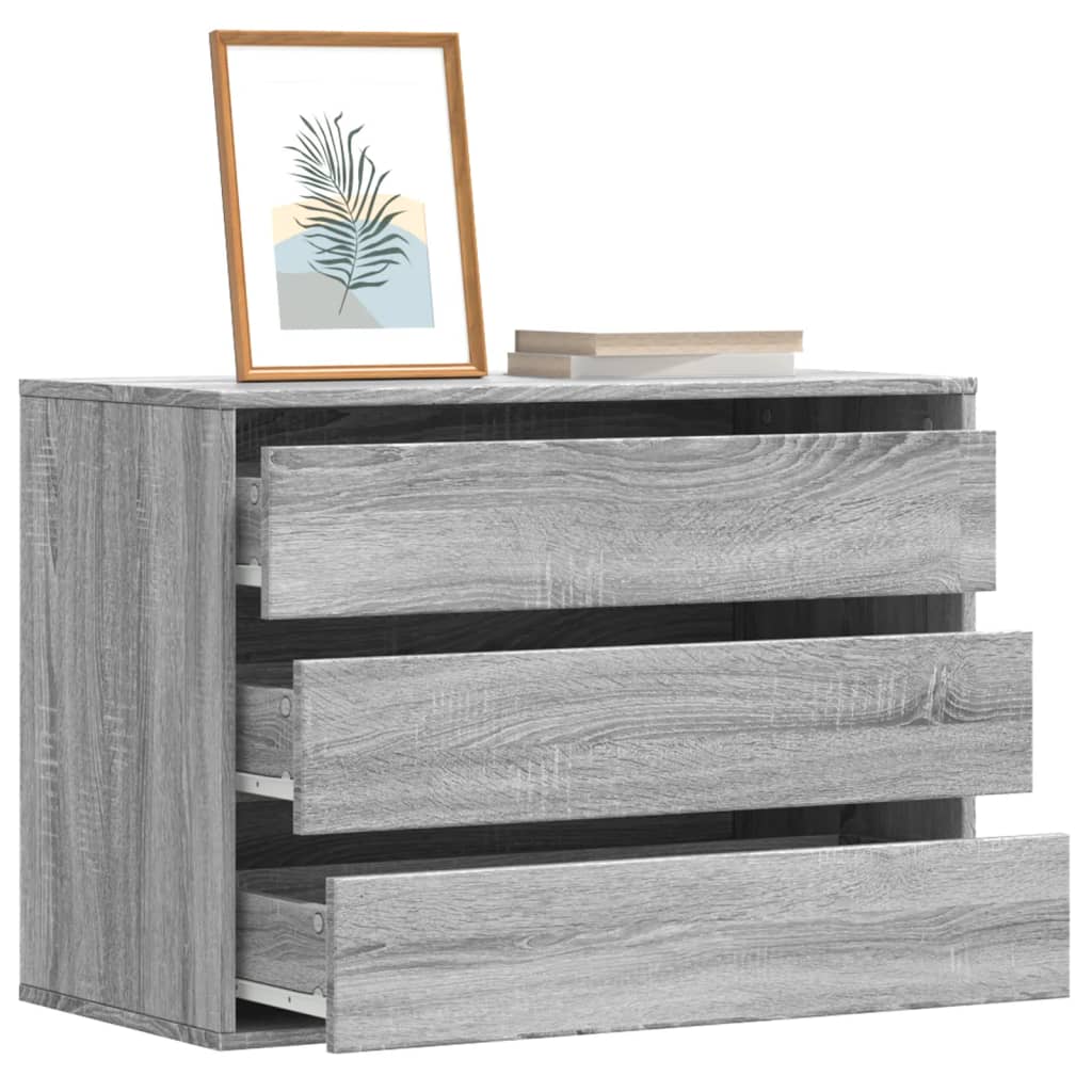E-shop vidaXL Rohová komoda so zásuvkami sivá sonoma 80x41x58cm kompoz. drevo