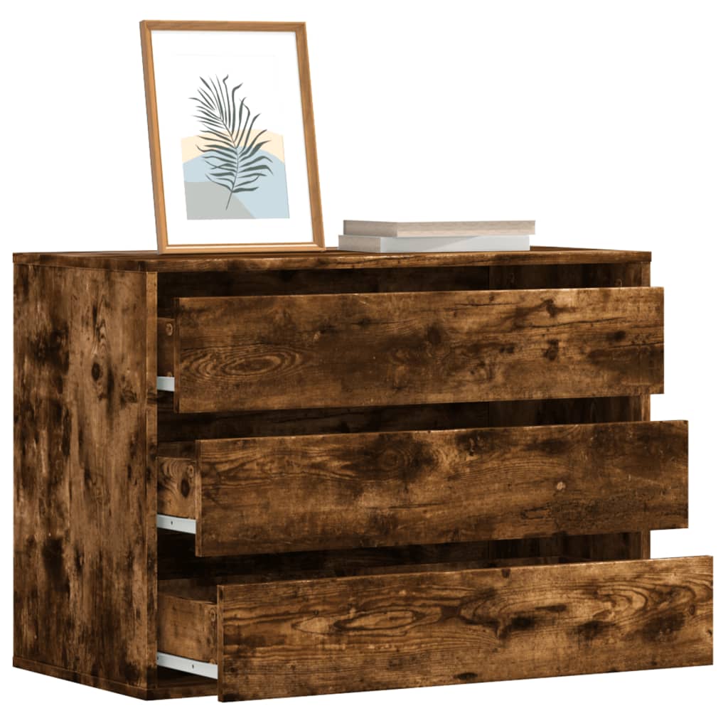 E-shop vidaXL Rohová komoda so zásuvkami dymový dub 80x41x58 cm kompoz. drevo