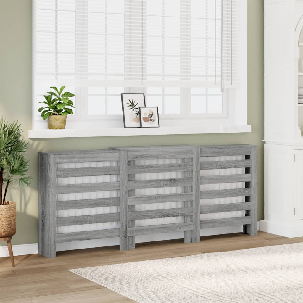 E-shop vidaXL Kryt na radiátor sivý sonoma 205x21,5x83,5 cm kompozitné drevo