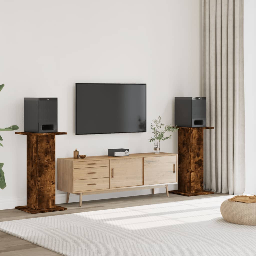 E-shop vidaXL Stojany na reproduktor 2ks dymový dub 30x30x80 cm kompoz. drevo