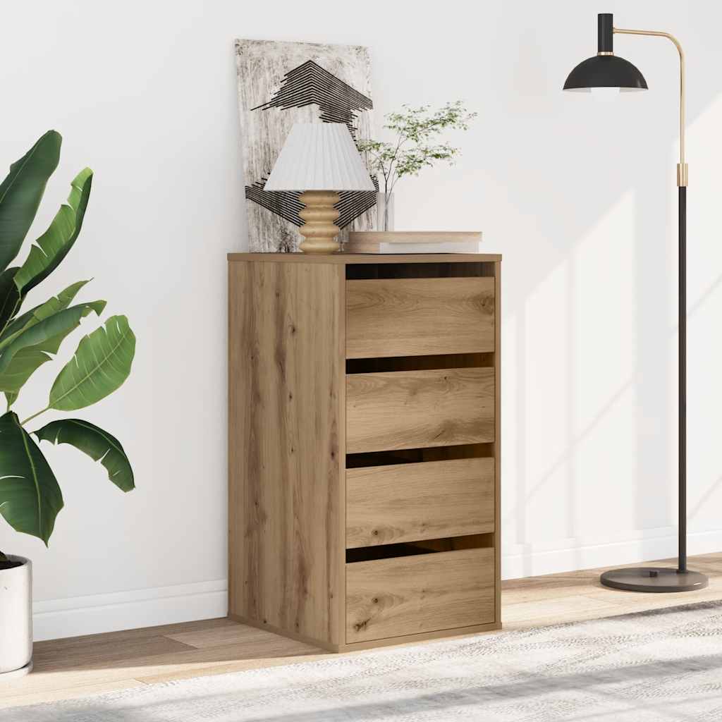 E-shop vidaXL Rohová komoda so zásuvkami dub artisan 40x41x76cm kompoz. drevo