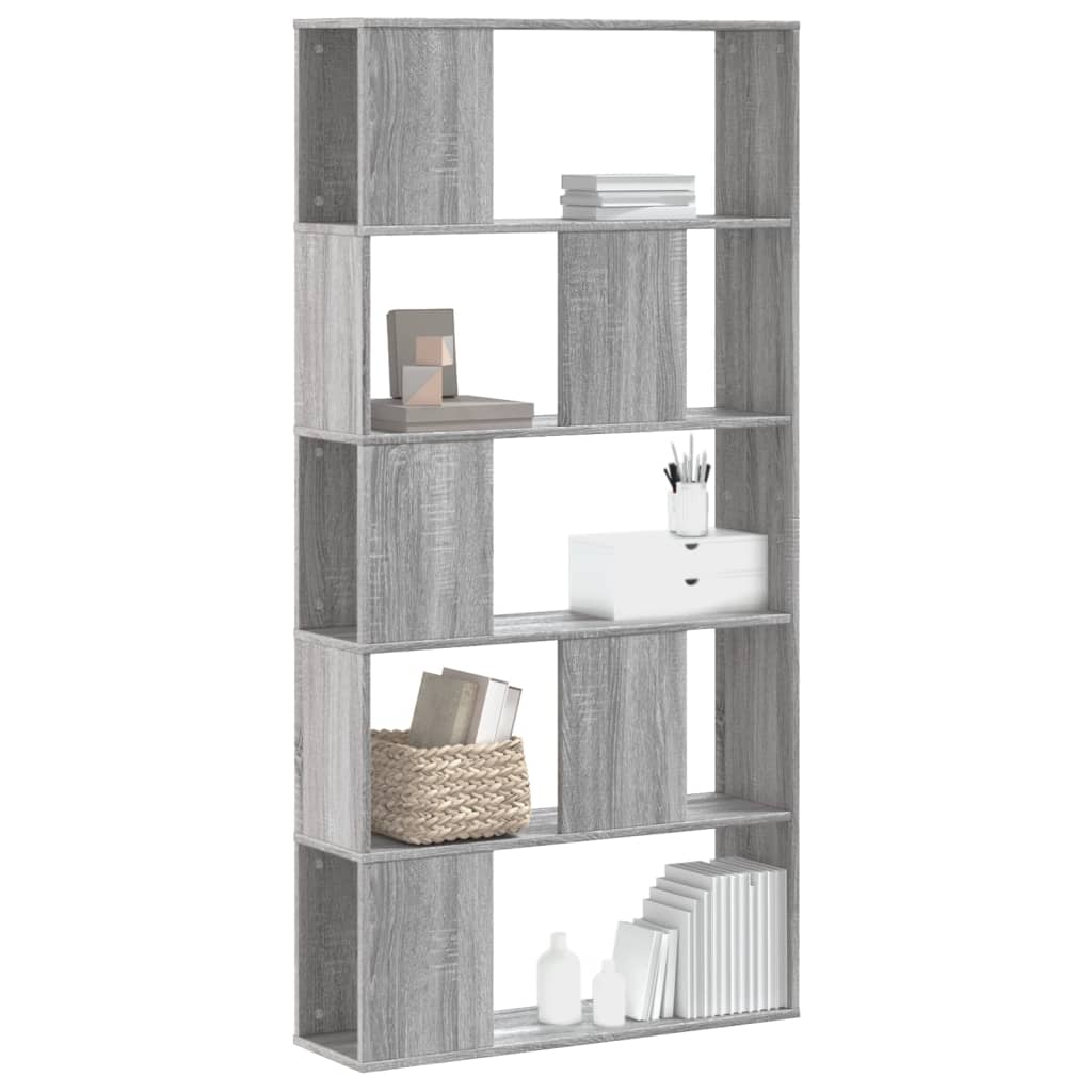 E-shop vidaXL Knižnica 5 políc sivá sonoma 80,5x23,5x162,5cm kompozitné drevo
