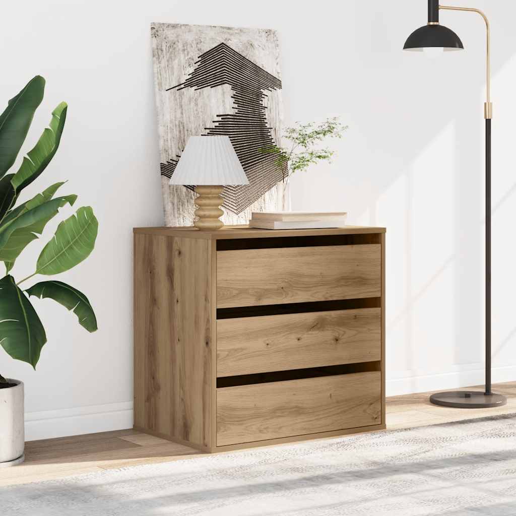 E-shop vidaXL Rohová komoda so zásuvkami dub artisan 60x41x58cm kompoz. drevo