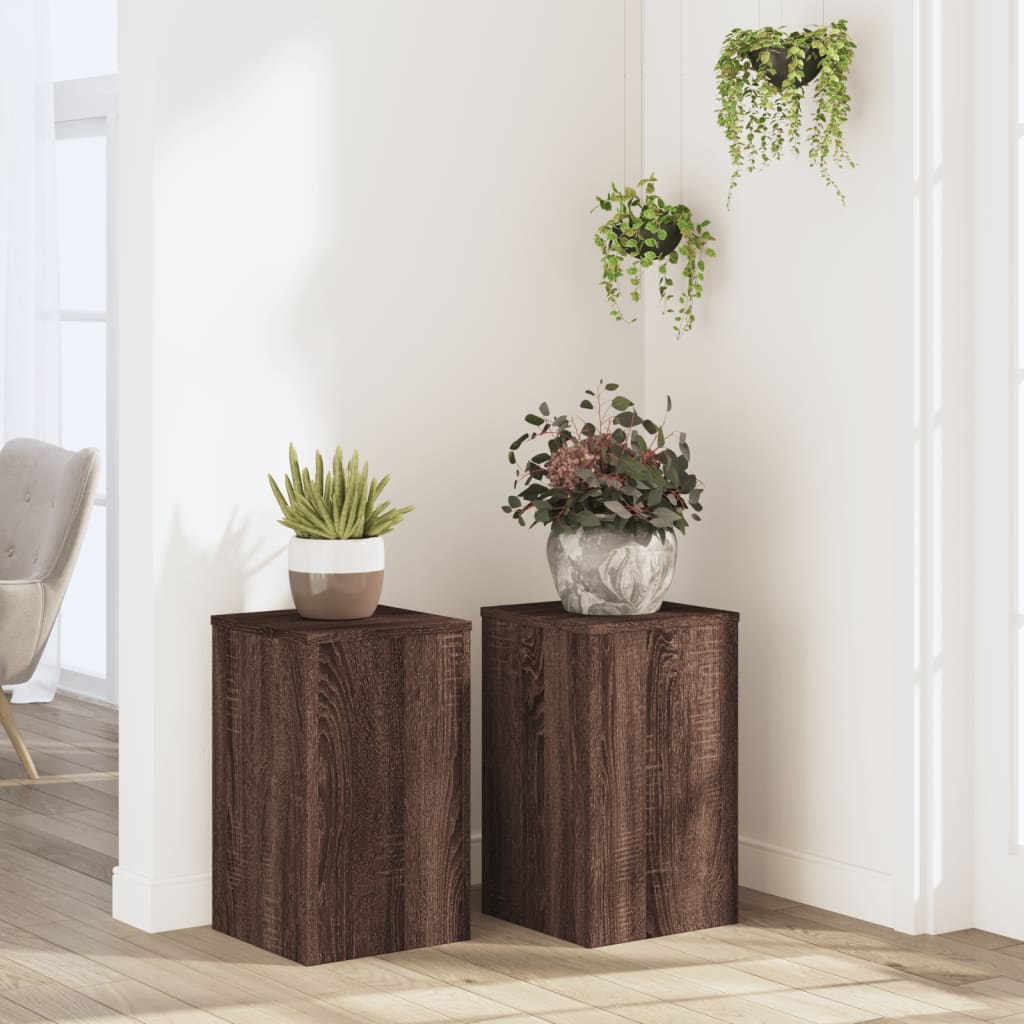 E-shop vidaXL Stojany na rastliny 2 ks hnedý dub 30x30x50 cm kompozitné drevo