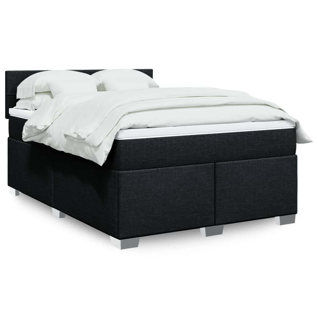 E-shop vidaXL Posteľný rám boxspring s matracom čierny 160x200 cm látka