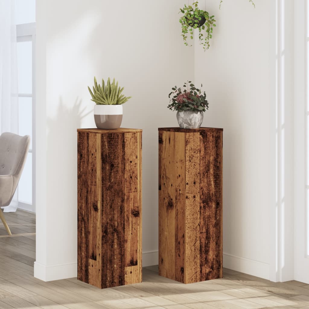 E-shop vidaXL Stojany na rastliny 2 ks staré drevo 25x25x80 cm kompoz. drevo