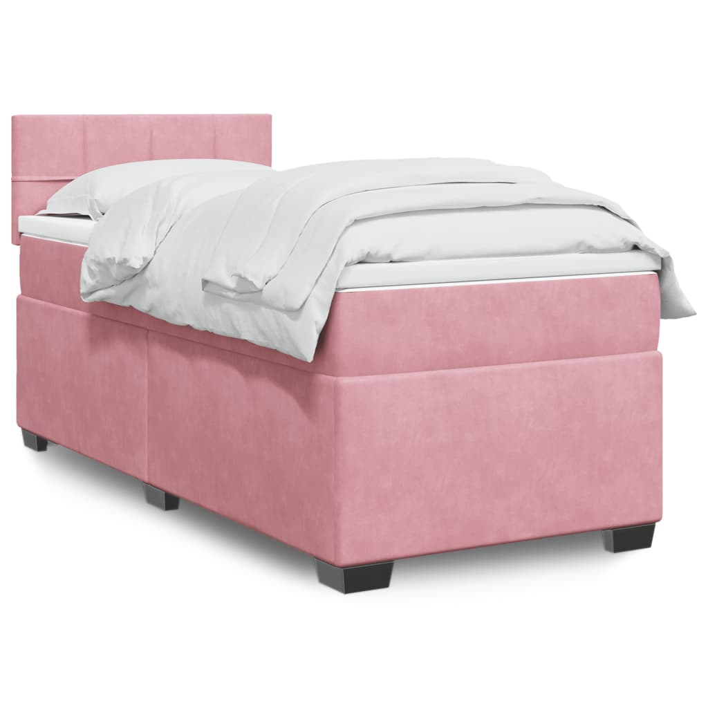 E-shop vidaXL Posteľný rám boxsping s matracom ružový 90x190 cm zamat