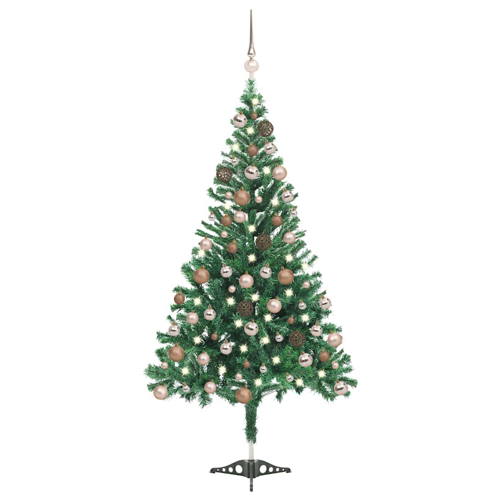 E-shop vidaXL Osvetlený umelý vianočný stromček+gule 180 cm, 564 vetvičiek
