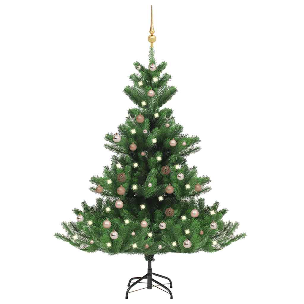 E-shop vidaXL Umelý vianočný stromček jedľa Nordmann LED a gule zelený 150 cm