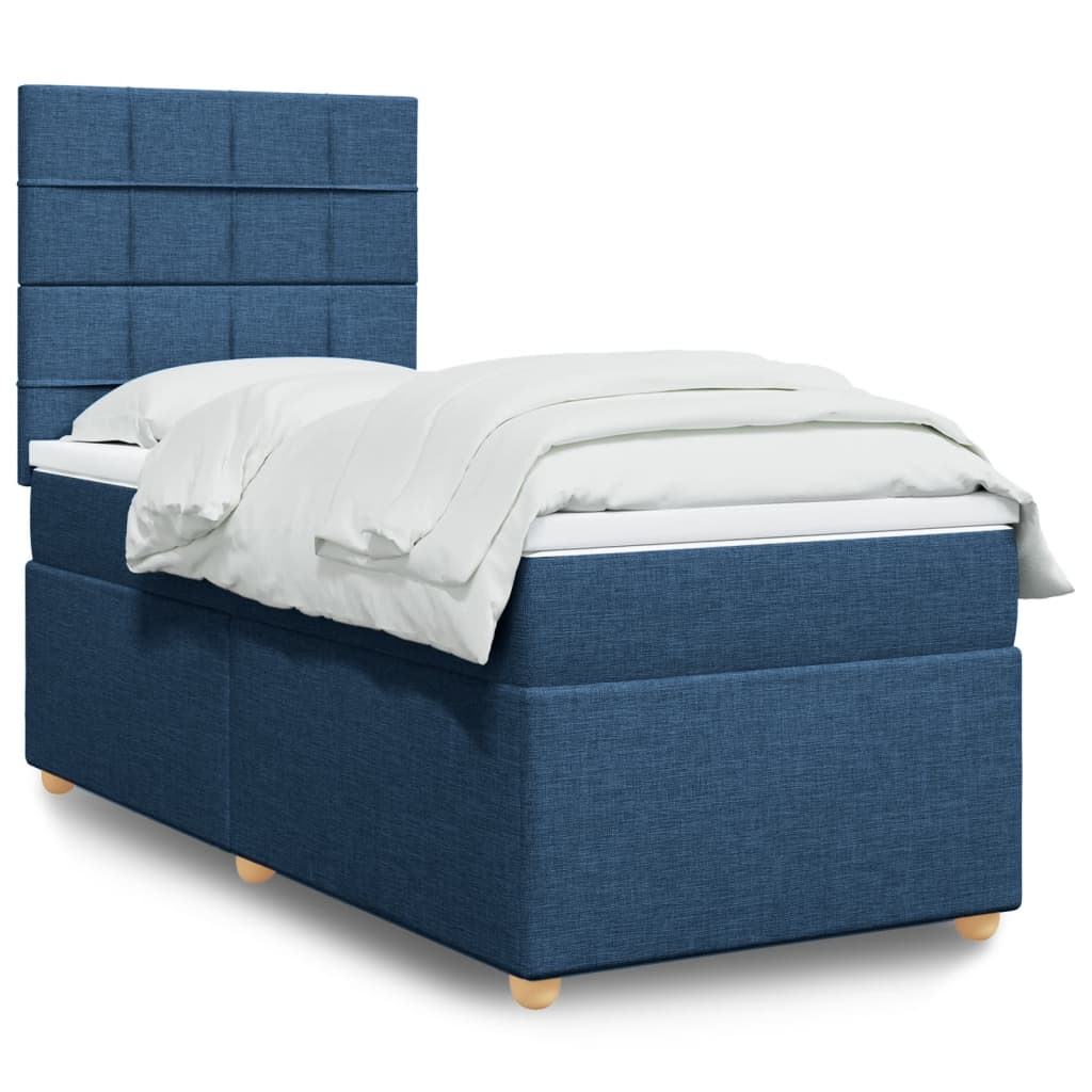 E-shop vidaXL Posteľný rám boxsping s matracom modrý 80x200 cm látka