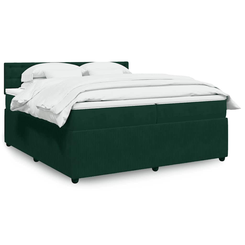 E-shop vidaXL Posteľný rám boxsping s matracom tmavozelený 200x200 cm zamat