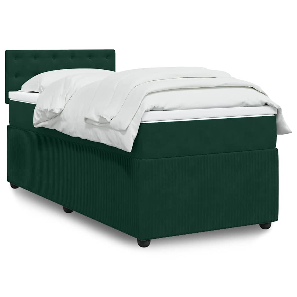 E-shop vidaXL Posteľný rám boxsping s matracom tmavozelený 80x200 cm zamat