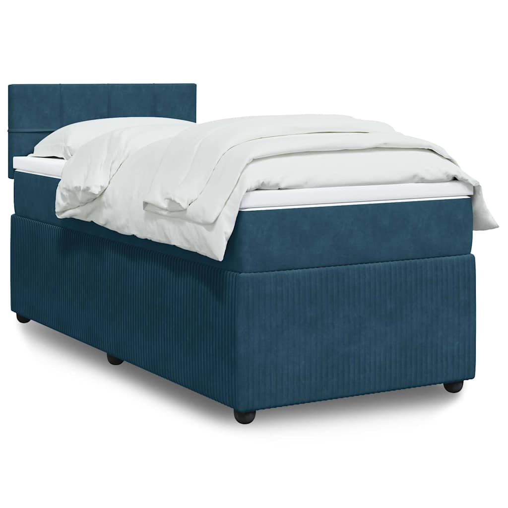 E-shop vidaXL Posteľný rám boxsping s matracom modrá 90x190 cm zamat