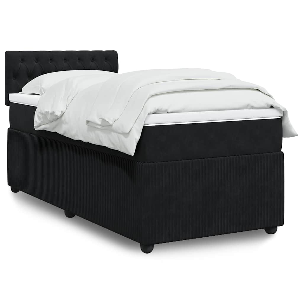 E-shop vidaXL Posteľný rám boxspring s matracom čierny 100x200 cm zamat
