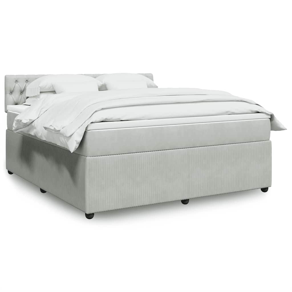 E-shop vidaXL Posteľný rám boxsping s matracom bledosivý 180x200 cm zamat