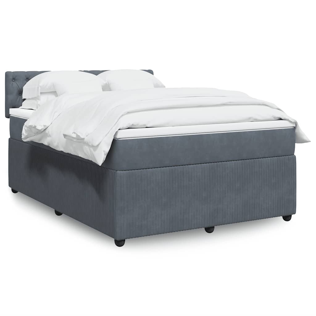 E-shop vidaXL Posteľný rám boxspring s matracom tmavosivý 160x200 cm zamat