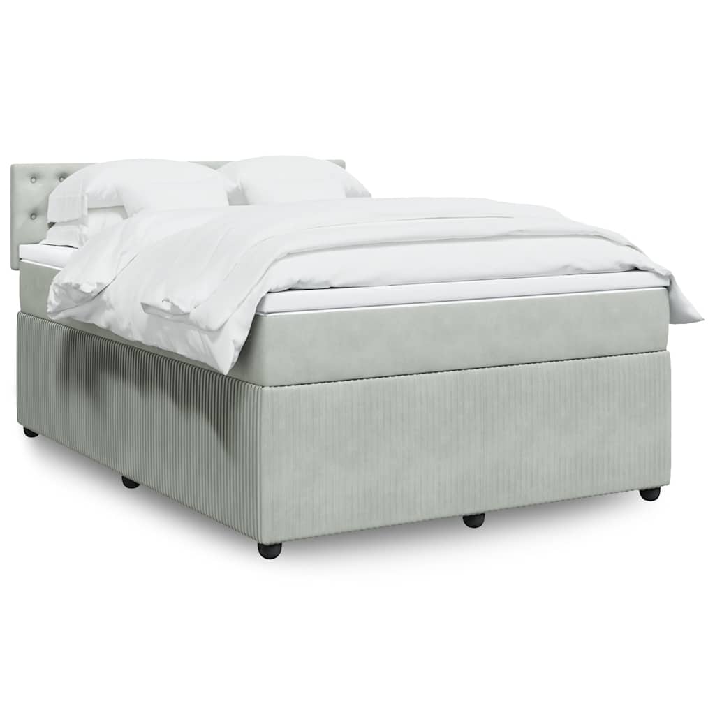 E-shop vidaXL Posteľný rám boxsping s matracom bledosivý 160x200 cm zamat